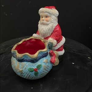 Santa Claus Holiday Figurine with Red and Blue Accents